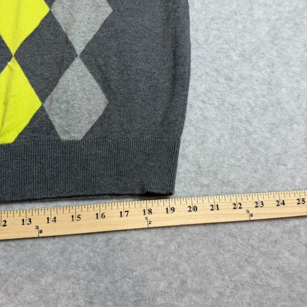 PGA Tour Mens XL Gray Yellow Argyle V-Neck Golf Sweater Vest Cotton Rayon 167 - Picture 7 of 8